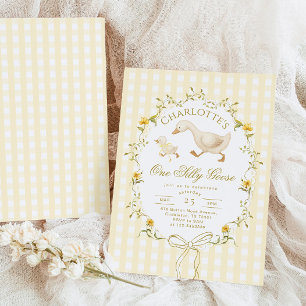 Invitación Un ganso tonto cumpleaños neutral 1er año