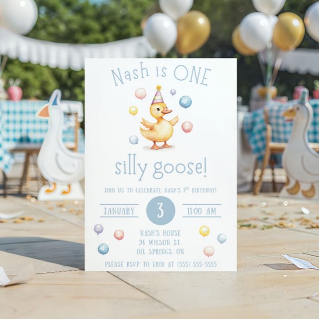 Invitación Un ganso tonto, fiesta de cumpleaños número uno (Subido por el creador)