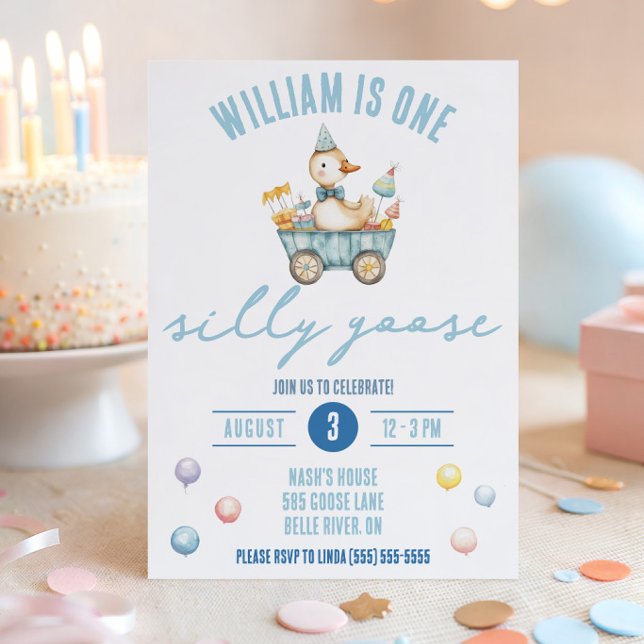 Invitación Un ganso tonto, fiesta de cumpleaños número uno (Subido por el creador)