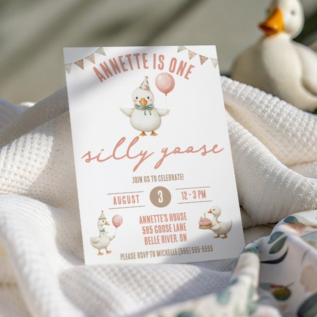 Invitación Un ganso tonto, fiesta de cumpleaños número uno (Subido por el creador)