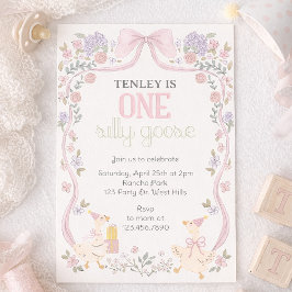Invitación Un Ganso Tonto, Fiesta de Ganso, Primer Cumpleaños
