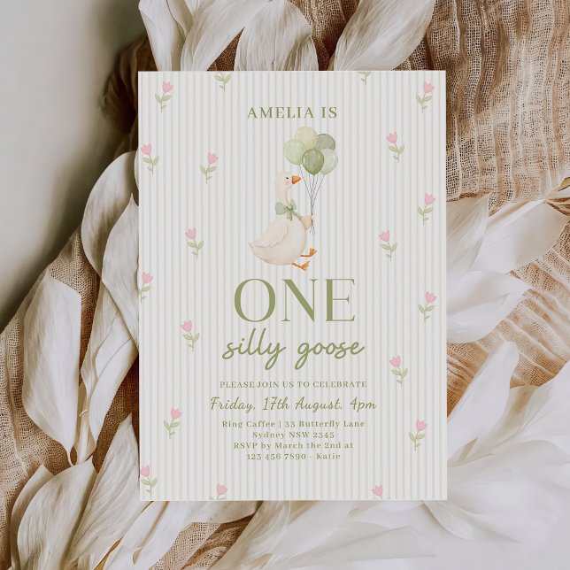 Invitación Un ganso tonto floral cumpleaños 1 (Subido por el creador)