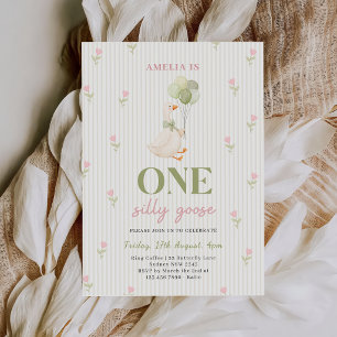 Invitación Un ganso tonto floral cumpleaños 1