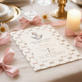 Invitación Un ganso tonto lazo elegante Cumpleaños 1