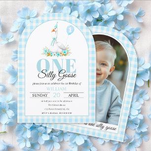 Invitación Un ganso tonto, primer cumpleaños de un chico de g