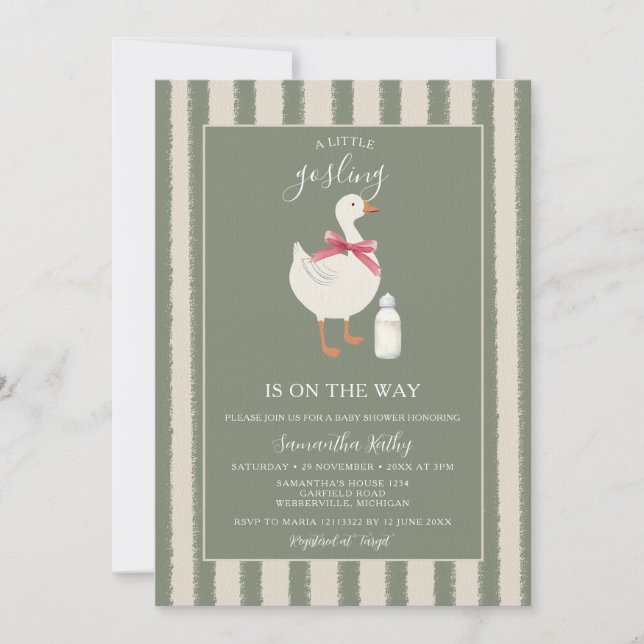 Invitación Un ganso tonto pronto llegará a Baby Shower (Anverso)