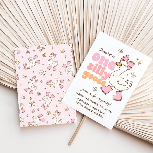 Invitación Un ganso tonto rosa cumpleaños 1 (Subido por el creador)