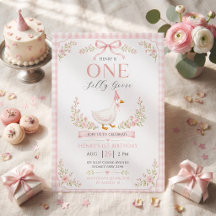 Un ganso tonto rosa floral 1er cumpleaños