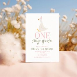 Invitación Un ganso tonto rosa y verde