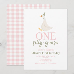 Invitación Un ganso tonto rosa y verde