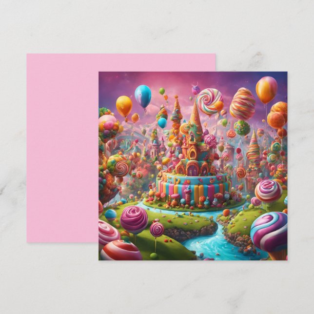 Invitación Un gâteau d'anniversaire de Candyland (Anverso / Reverso)