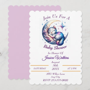 Invitación Un gatito bebé llorando en media luna