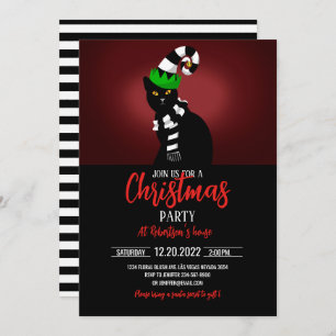 Invitación Un gato con un gorra gracioso y una bufanda