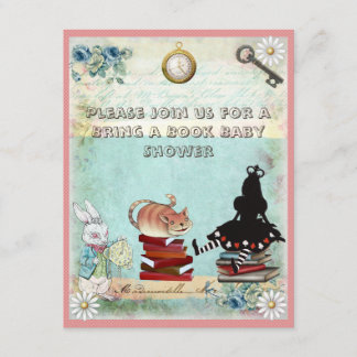 Invitación Un gato de Alice y Cheshire trae un libro de Baby