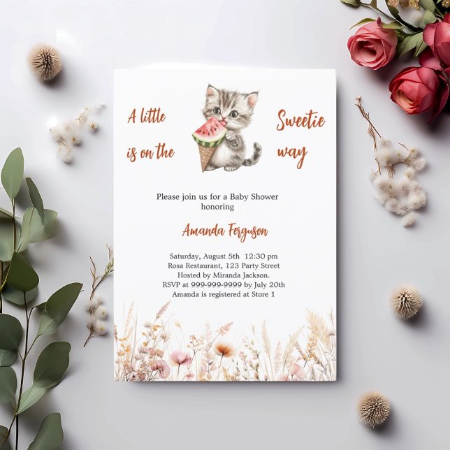 Invitación Un gato dulce sandía Baby Shower (Subido por el creador)