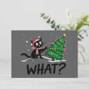 Invitación Un gato negro gracioso que le da prisa al gato del