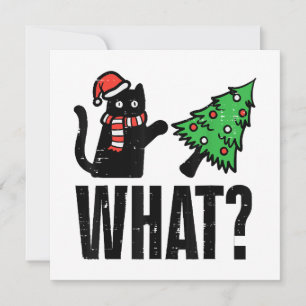 Invitación Un gato que da vueltas al árbol de navidad