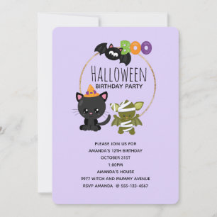 Invitación Un gato, un bote de murciélagos y momias, lindo dí