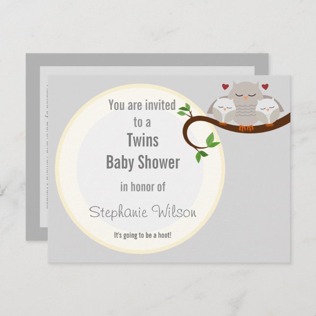 Invitación Un Gemelo De Neutros De Baby Shower (Anverso / Reverso)