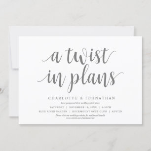 Invitación Un giro en los planes, Cambio de fecha de la boda