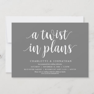 Invitación Un giro en los planes, Cambio de fecha de la boda