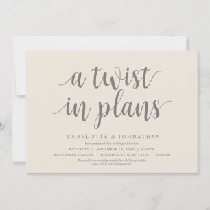 Invitación Un giro en los planes, Cambio de fecha de la boda