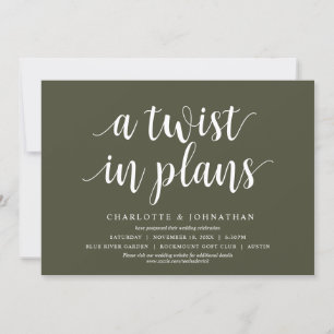 Invitación Un giro en los planes, cambio de fecha de la boda