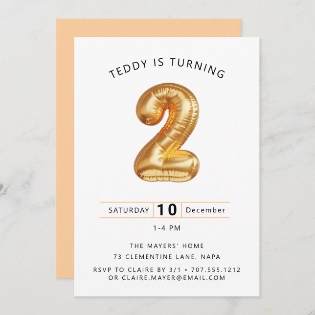 Invitación Un globo, dos globos, tres globos Segunda pera de  (Anverso / Reverso)