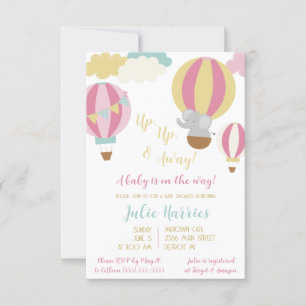 Invitación Un globo, dos globos, tres globos ¡Un bebé está en