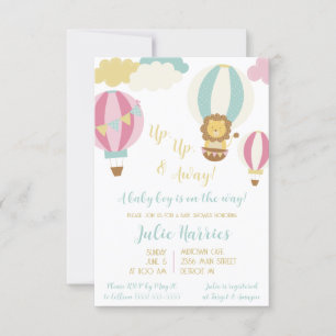 Invitación Un globo, dos globos, tres globos ¡Un bebé está en