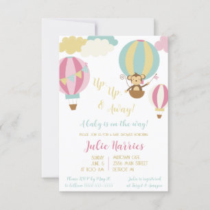 Invitación Un globo, dos globos, tres globos ¡Un bebé está en
