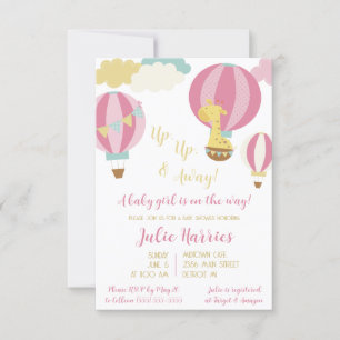 Invitación Un globo, dos globos, tres globos ¡Una niña está e
