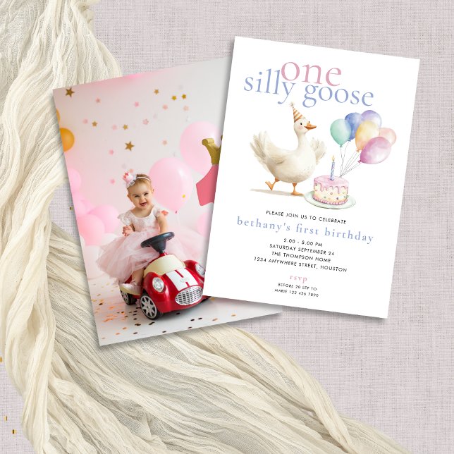 Invitación Un globo fotográfico de una tonta gansa primer cum (Front and back view - add your photo)