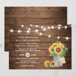 Invitación Un granero rústico ilumina a un Boda de girasoles