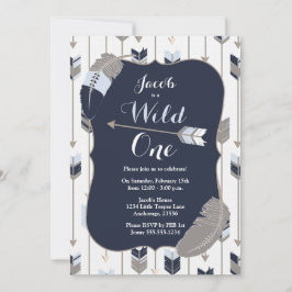 Invitación UN gris azul tribal salvaje de la fiesta de