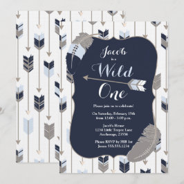 Invitación UN gris azul tribal salvaje de la fiesta de