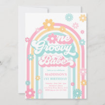 Un Groovy Babe Boho Daisy Rainbow Primer cumpleaño