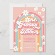 Un Groovy Babe Boho Daisy Rainbow Primer cumpleaño