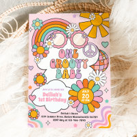 Un groovy bebé 70 de flor de poder Rainbow Birthda