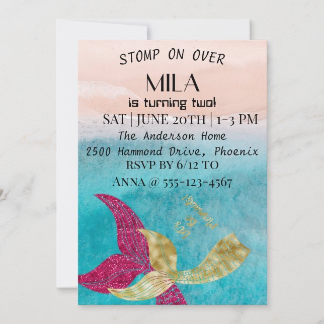 Invitación Un hermoso mundo marino lleno de sirenas para ti i (Anverso)