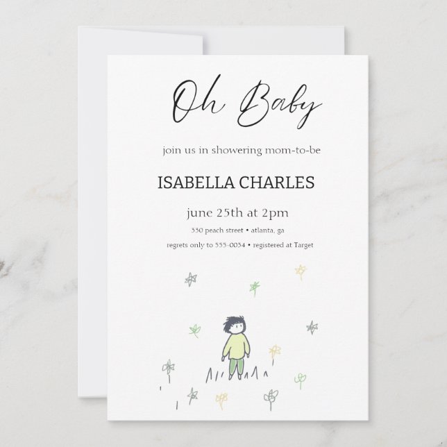 Invitación Un hombrecito está en camino (Anverso)