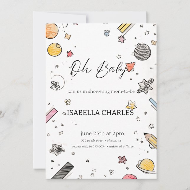 Invitación Un hombrecito está en camino (Anverso)