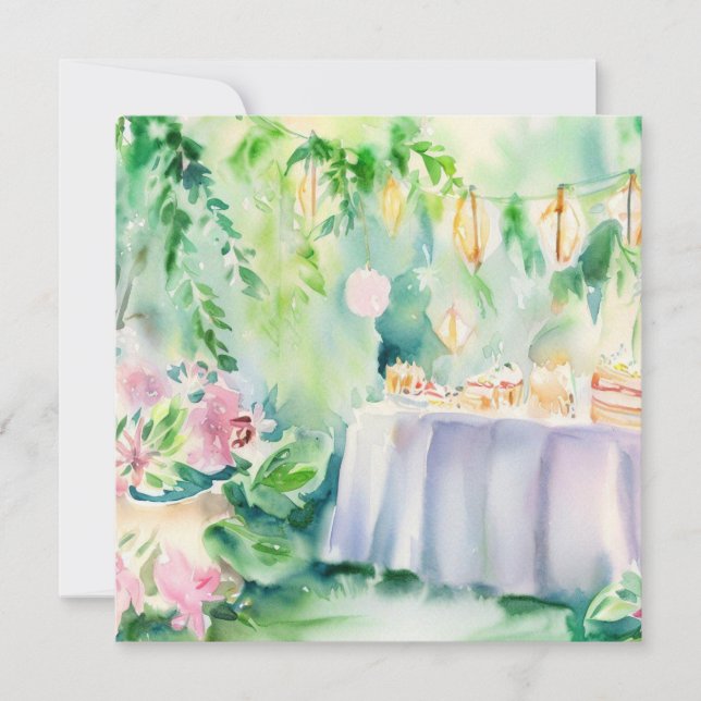 Invitación Un jardín encantado: La luz del té, un Baby Shower (Anverso)