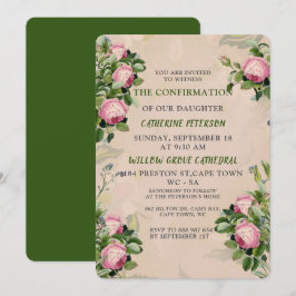 Invitación Un jardín victoriano verde, confirmación de rosas 