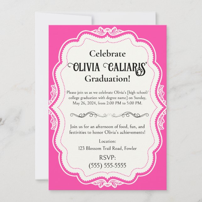 Invitación Un Kaleidoscope de celebración: BarbiePink (Anverso)