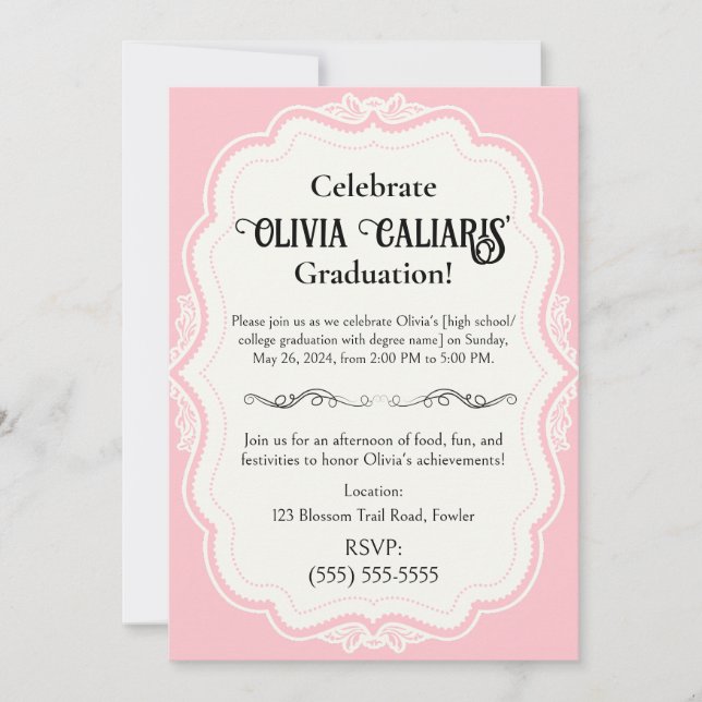Invitación Un Kaleidoscopio de celebración: Rosa (Anverso)