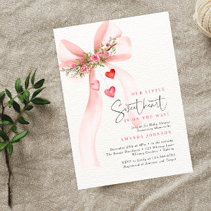 Invitación Un lazo rosa de Sweetheart para baby shower de San