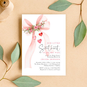 Invitación Un lazo rosa de Sweetheart para el baby shower del