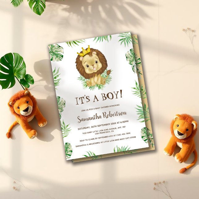 Invitación Un león bebé lindo es un Baby Shower de boy Jungle (Subido por el creador)
