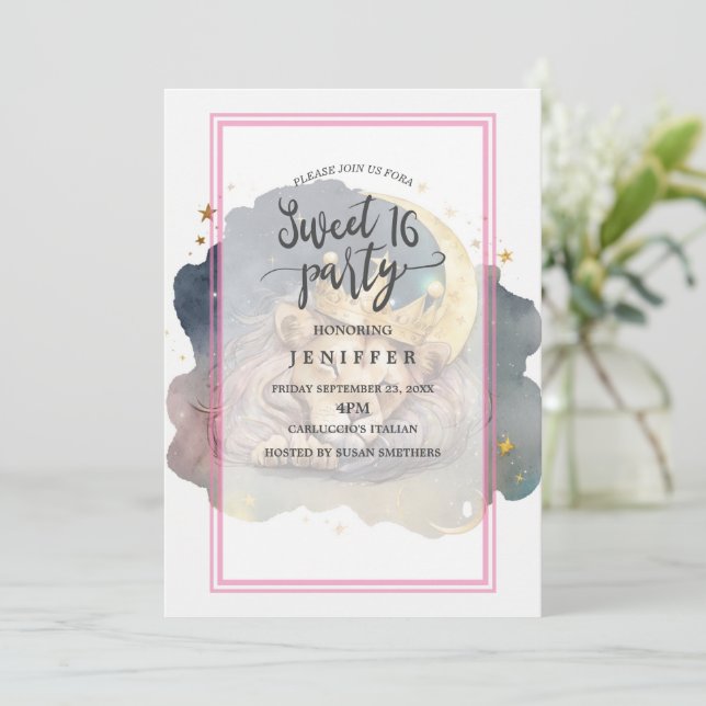 Invitación Un León Que Dormía En La Luna (Anverso de pie)